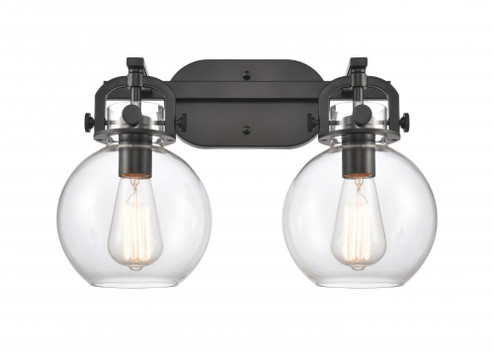 Newton Sphere - 2 Light - 17 inch - Matte Black - Bath Vanity Light (3442|410-2W-BK-G410-7CL)