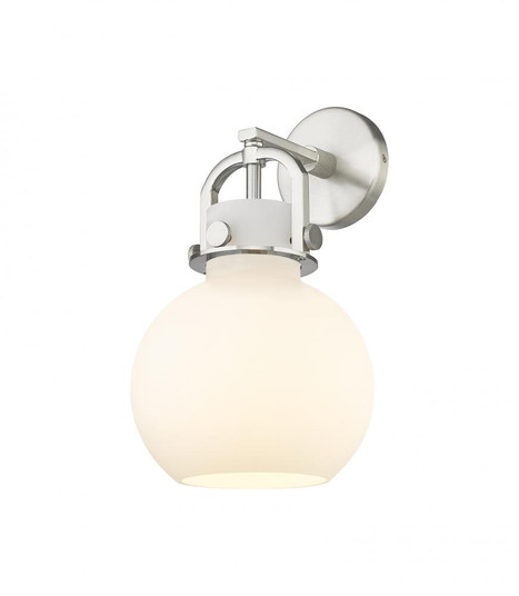 Newton Sphere - 1 Light - 8 inch - Brushed Satin Nickel - Sconce (3442|410-1W-SN-G410-8WH)