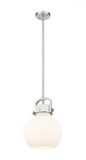 Newton Sphere - 1 Light - 8 inch - Brushed Satin Nickel - Stem Hung - Mini Pendant (3442|410-1SM-SN-G410-10WH)