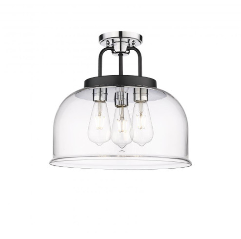 Kahana - 3 Light - 15 inch - Black Polished Chrome - Semi-Flush Mount (3442|239-3C-BPC-G239-15CL)