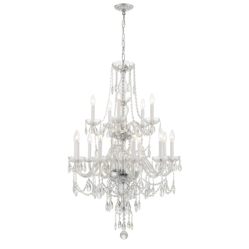 Traditional Crystal 15 Light Hand Cut Crystal Polished Chrome Chandelier (205|1155-CH-CL-MWP)
