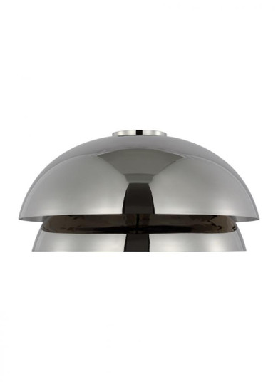 The Shanti Large Damp Rated 1-Light Integrated Dimmable LED Ceiling Flushmount in Polished Nickel (7355|SLFM13627N)