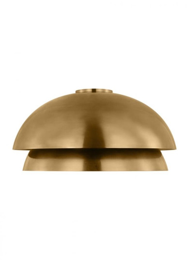 The Shanti Large Damp Rated 1-Light Integrated Dimmable LED Ceiling Flushmount in Natural Brass (7355|SLFM13627NB)