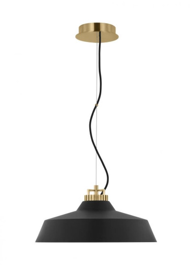 The Forge Large Short 1-Light Damp Rated Integrated Dimmable LED Ceiling Pendant in Natural Brass (7355|SLPD12827BNB)