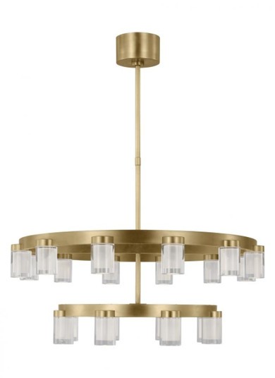 The Esfera Two Tier Medium 20-Light Damp Rated Integrated Dimmable LED Ceiling Chandelier (7355|KWCH19827NB)