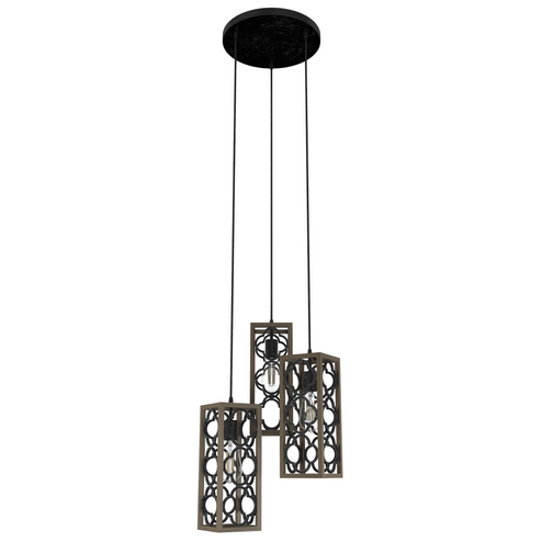 Hunter Gablecrest French Oak and Rustic Iron 3 Light Pendant Cluster Ceiling Light Fixture (4797|19995)