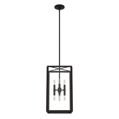 Hunter Felippe Onyx Bengal with Seeded Glass 8 Light Pendant Ceiling Light Fixture (4797|19976)