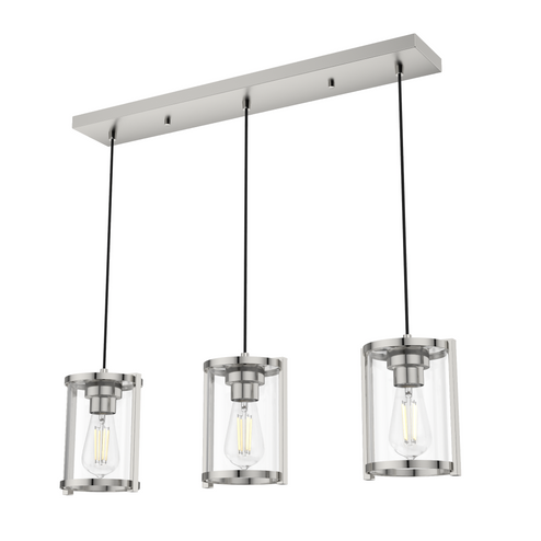 Hunter Astwood Polished Nickel with Clear Glass 3 Light Pendant Cluster Ceiling Light Fixture (4797|19953)
