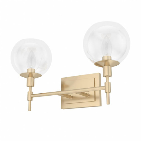 Hunter Xidane Alturas Gold with Clear Glass 2 Light Bathroom Vanity Wall Light Fixture (4797|19761)