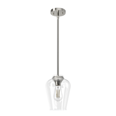 Hunter Vidria Brushed Nickel with Clear Glass 1 Light Pendant Ceiling Light Fixture (4797|19723)