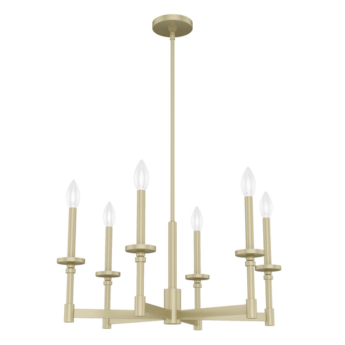 Hunter Briargrove Modern Brass 6 Light Chandelier Ceiling Light Fixture (4797|19701)