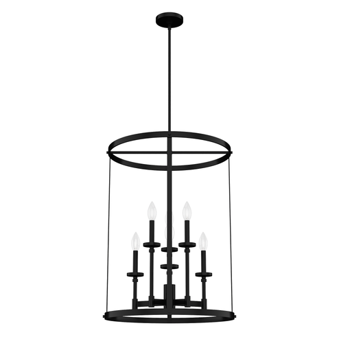 Hunter Briargrove Matte Black 6 Light Chandelier Ceiling Light Fixture (4797|19698)