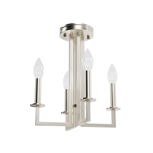 Hunter Bearden Brushed Nickel 4 Light Chandelier Ceiling Light Fixture (4797|19629)