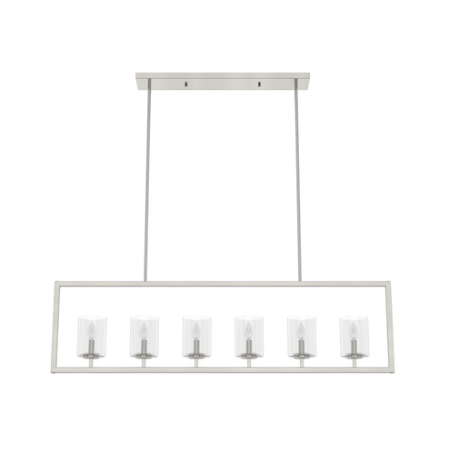 Hunter Kerrison Brushed Nickel with Seeded Glass 6 Light Chandelier Ceiling Light Fixture (4797|19549)