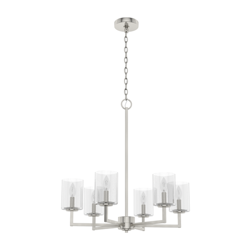 Hunter Kerrison Brushed Nickel with Seeded Glass 6 Light Chandelier Ceiling Light Fixture (4797|19535)