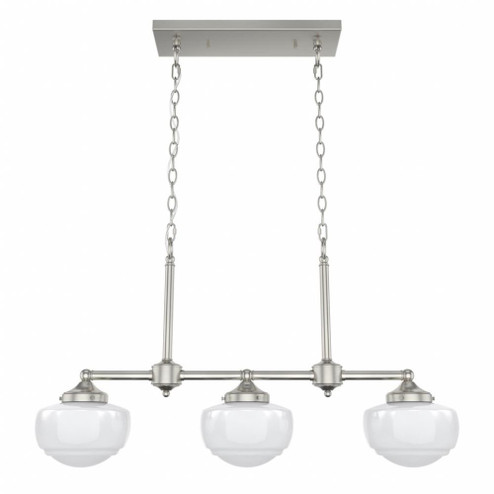 Hunter Saddle Creek Brushed Nickel with Cased White Glass 3 Light Chandelier Ceiling Light Fixture (4797|19488)