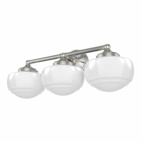 Hunter Saddle Creek Brushed Nickel with Cased White Glass 3 Light Bathroom Vanity Wall Light Fixture (4797|19460)