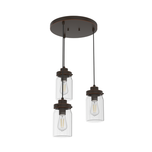 Hunter Devon Park Onyx Bengal with Clear Glass 3 Light Pendant Cluster Ceiling Light Fixture (4797|19157)