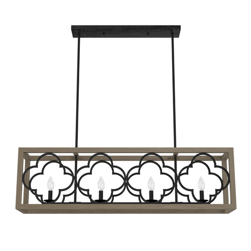 Hunter Gablecrest French Oak and Rustic Iron 4 Light Chandelier Ceiling Light Fixture (4797|19099)