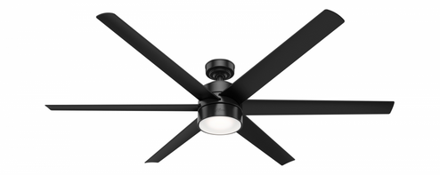 Hunter 72 inch Solaria Matte Black Damp Rated Ceiling Fan with LED Light Kit and Wall Control (4797|59628)