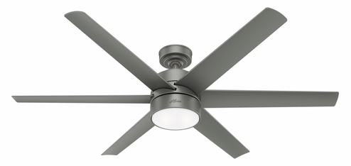 Hunter 60 inch Solaria Matte Silver Damp Rated Ceiling Fan with LED Light Kit and Wall Control (4797|59625)