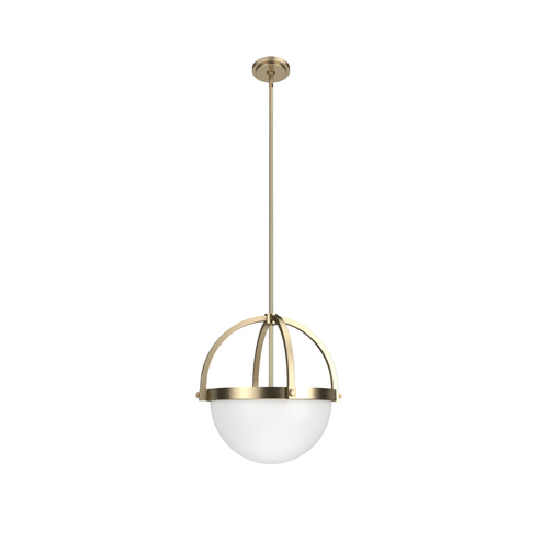 Hunter Wedgefield Alturas Gold with Frosted Cased White Glass 3 Light Pendant Ceiling Light Fixture (4797|19236)