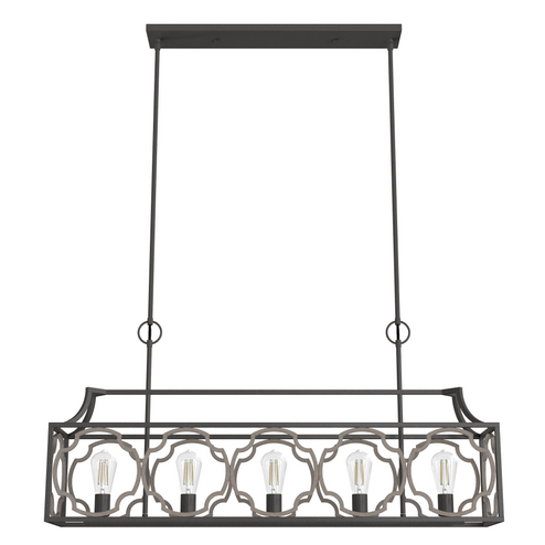 Hunter Stone Creek Noble Bronze and White Washed Oak 5 Light Chandelier Ceiling Light Fixture (4797|19232)