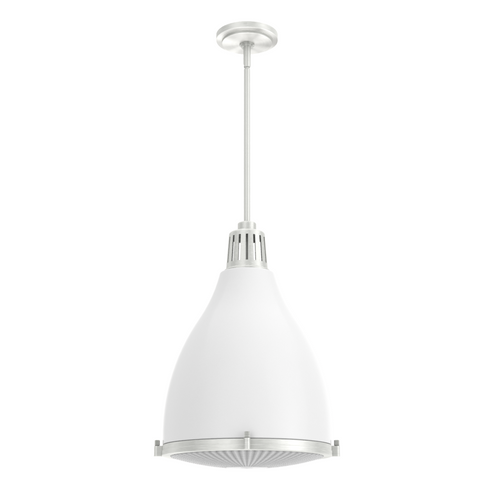 Hunter Bluff View Fresh White and Brushed Nickel with Clear Holophane Glass 3 Light Pendant Ceiling (4797|19213)