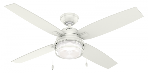 Hunter 52 inch Ocala Fresh White Damp Rated Ceiling Fan with LED Light Kit and Pull Chain (4797|59240)