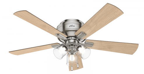 Hunter 52 inch Crestfield Brushed Nickel Low Profile Ceiling Fan with LED Light Kit and Pull Chain (4797|54209)