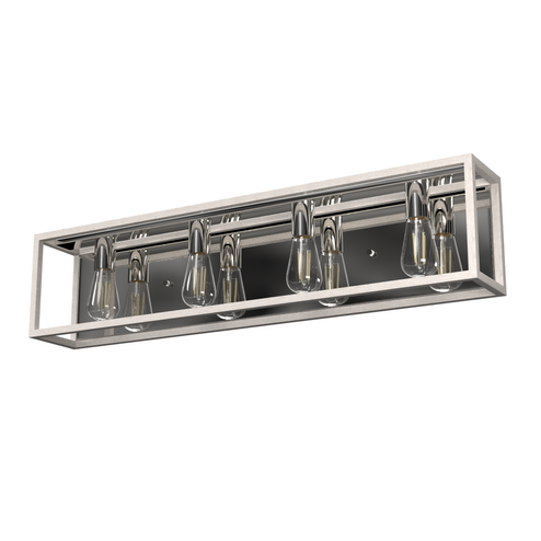 Hunter Squire Manor Distressed White and Chrome 4 Light Bathroom Vanity Wall Light Fixture (4797|19037)