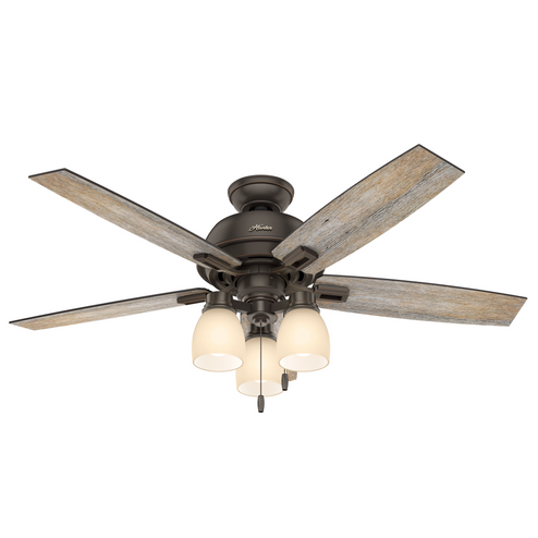 Hunter 52 inch Donegan Onyx Bengal Ceiling Fan with LED Light Kit and Pull Chain (4797|53336)