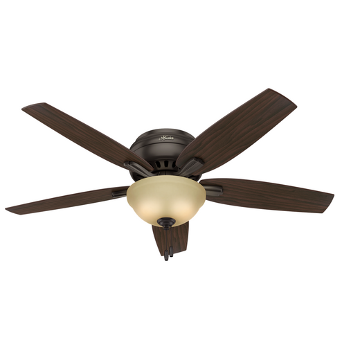 Hunter 52 inch Newsome Premier Bronze Low Profile Ceiling Fan with LED Light Kit and Pull Chain (4797|53314)