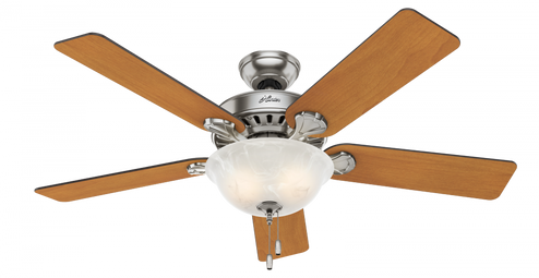 Hunter 52 inch Pro's Best Brushed Nickel Ceiling Fan with LED Light Kit and Pull Chain (4797|53249)