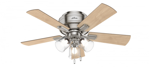 Hunter 42 inch Crestfield Brushed Nickel Low Profile Ceiling Fan with LED Light Kit and Pull Chain (4797|52154)