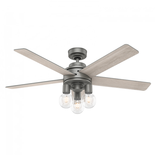 Hunter 52 inch Hardwick Matte Silver Ceiling Fan with LED Light Kit and Handheld Remote (4797|51842)