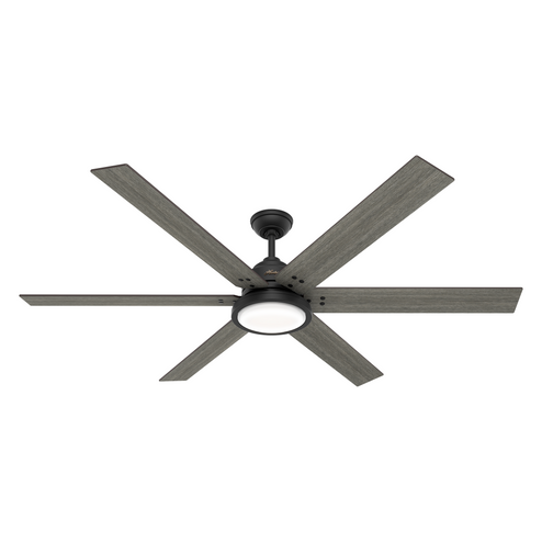 Hunter 70 inch Warrant Matte Black Ceiling Fan with LED Light Kit and Wall Control (4797|51473)