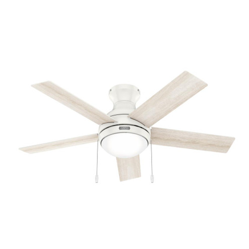 Hunter 44 inch Aren Fresh White Low Profile Ceiling Fan with LED Light Kit and Pull Chain (4797|51448)