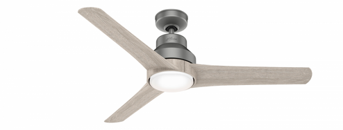 Hunter 52 inch Lakemont Matte Silver Damp Rated Ceiling Fan with LED Light Kit and Handheld Remote (4797|51326)