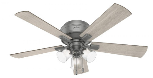 Hunter 52 inch Crestfield Matte Silver Low Profile Ceiling Fan with LED Light Kit and Pull Chain (4797|51020)