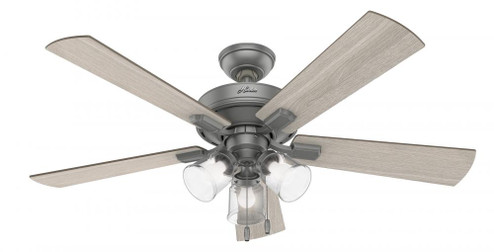 Hunter 52 inch Crestfield Matte Silver Ceiling Fan with LED Light Kit and Pull Chain (4797|51019)