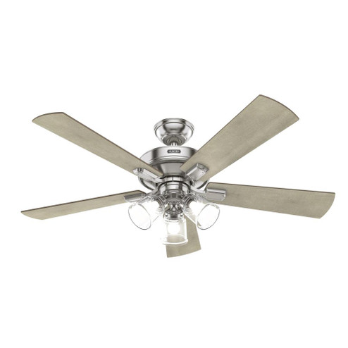 Hunter 52 inch Crestfield Brushed Nickel Ceiling Fan with LED Light Kit and Handheld Remote (4797|51858)