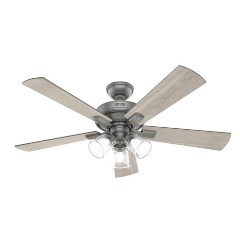 Hunter 52 inch Crestfield Matte Silver Ceiling Fan with LED Light Kit and Handheld Remote (4797|51857)