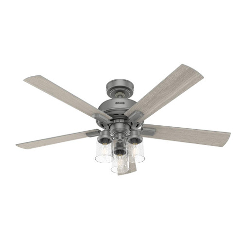 Hunter 52 inch Hartland Matte Silver Ceiling Fan with LED Light Kit and Handheld Remote (4797|51855)