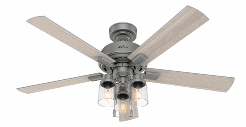 Hunter 52 inch Hartland Matte Silver Ceiling Fan with LED Light Kit and Pull Chain (4797|50651)