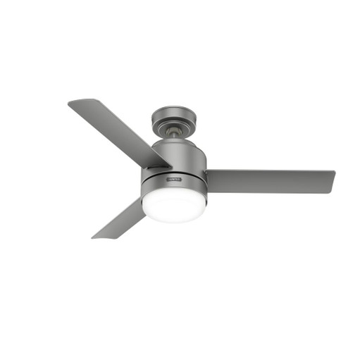 Hunter 44 inch Gilmour Matte Silver Damp Rated Ceiling Fan with LED Light Kit and Handheld Remote (4797|51845)