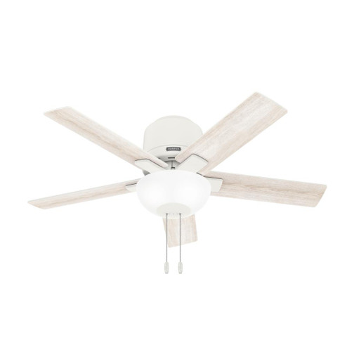 Hunter 44 inch Fitzgerald Matte White Low Profile Ceiling Fan with LED Light Kit and Pull Chain (4797|51588)
