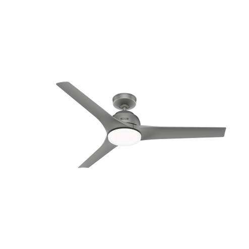 Hunter 52 inch Gallegos Matte Silver Damp Rated Ceiling Fan with LED Light Kit and Wall Control (4797|51586)