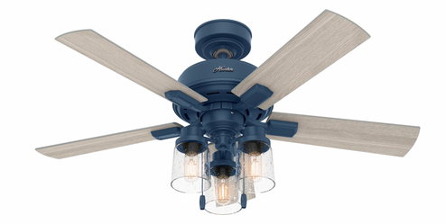 Hunter 44 inch Hartland Indigo Blue Ceiling Fan with LED Light Kit and Pull Chain (4797|50328)