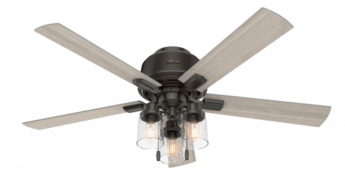 Hunter 52 inch Hartland Noble Bronze Low Profile Ceiling Fan with LED Light Kit and Pull Chain (4797|50313)